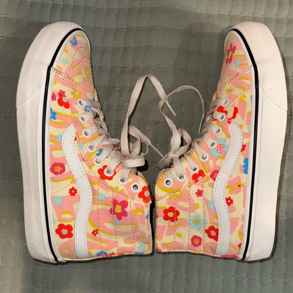 Vans SK8 High Top Shoes Size M 5.5/ W 7 Off the Wall Floral Hippy Sneakers - Picture 5 of 10